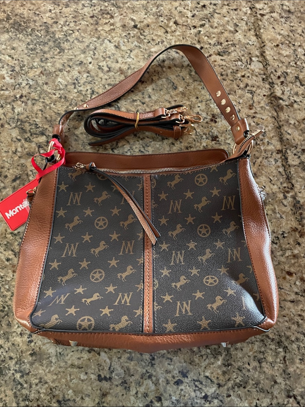 Brown Patterned Crossbody Shoulder Bag (Concealed Carry Bag)